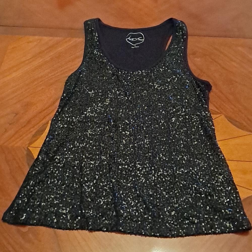 INC International Concepts sequined black tank